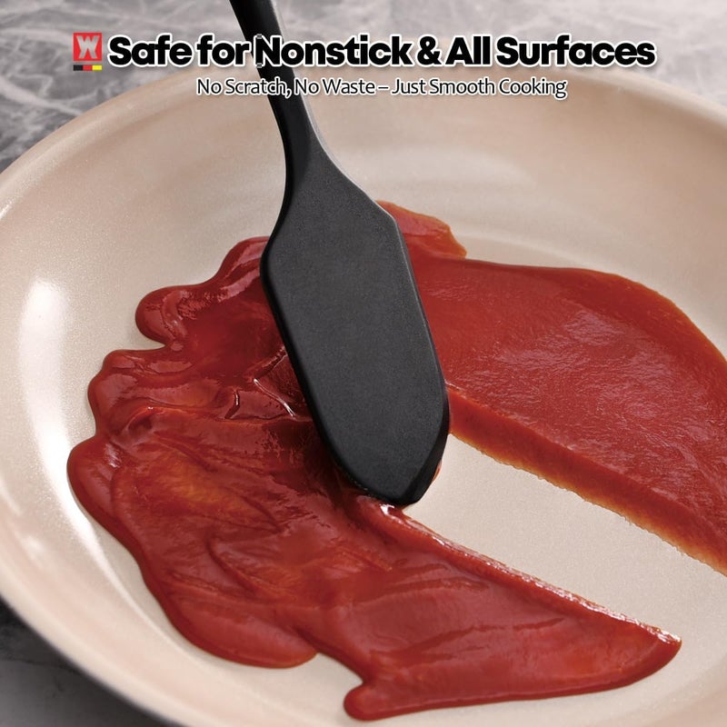 WAGENSTEIGER Silicone Head Scraping Spatula with Wooden Handle: Multi-Purpose Cooking Tool for Spreading, Baking and Mixing, Heat Resistant Cookware, Protects Surfaces with Gentle Head Design - Image 3